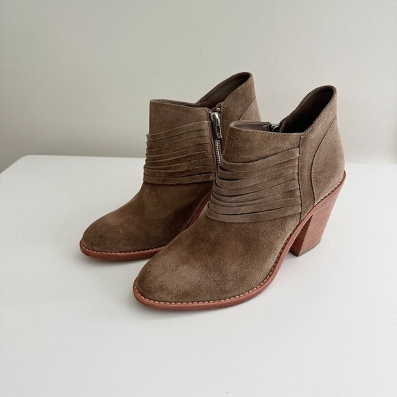 Women's Loeffler Randall Western Suede Ankle Boots in Taupe Size 38 US 7.5 - Picture 1 of 12
